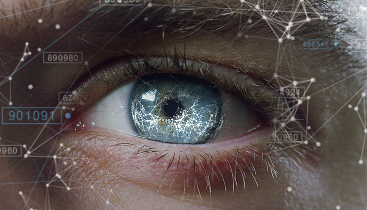 human eye with Machine Vision code